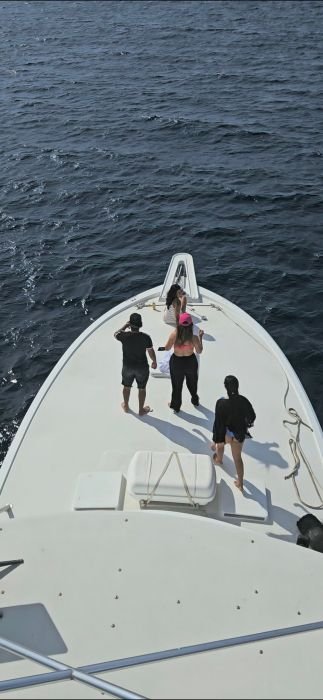 Trolling from the bow on a calm morning