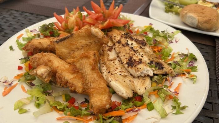 Fresh catch cooked and plated after the trip