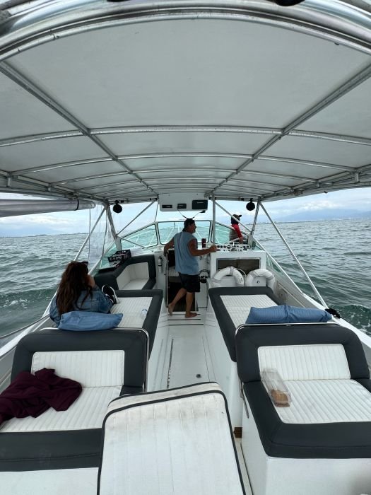 Cruising Banderas Bay under the shade canopy