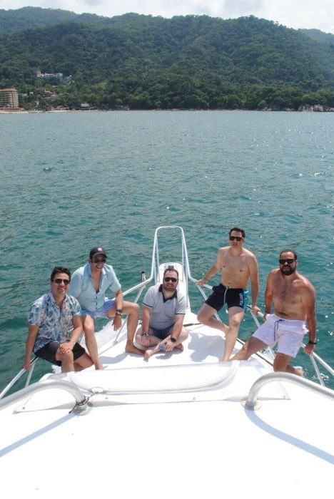 Anchored off the coastline for a swim